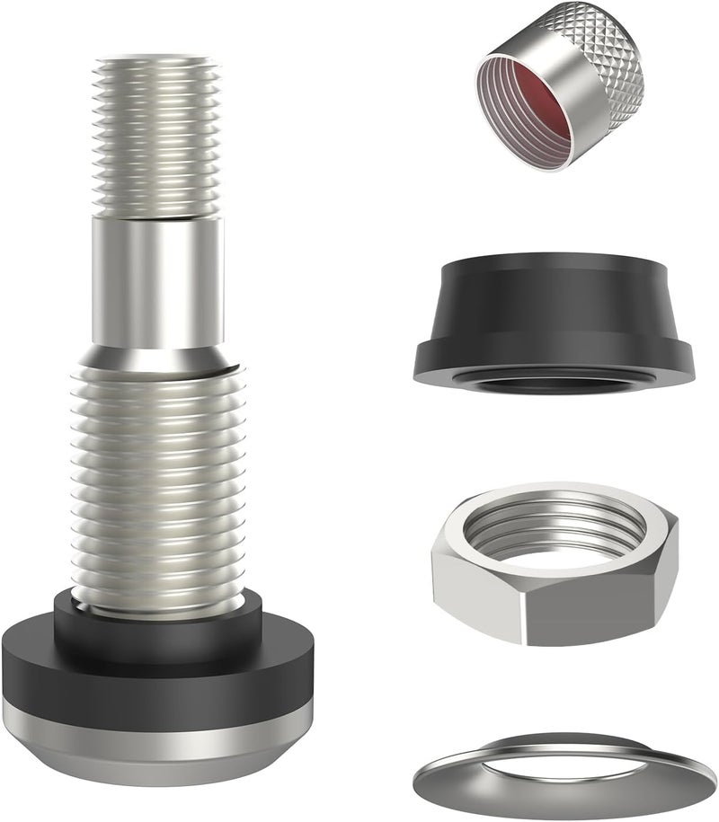 SUN SOUL TR416 5pcs Metal Valve Stems Outer Mount Fits .453" & .625" Rim Holes, Silver, High-Pressure Clamp-in Tire Valves - Image 4